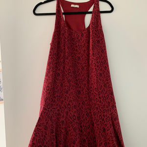 Joie Silk Tank Dress, Size Small, Red Leopard
